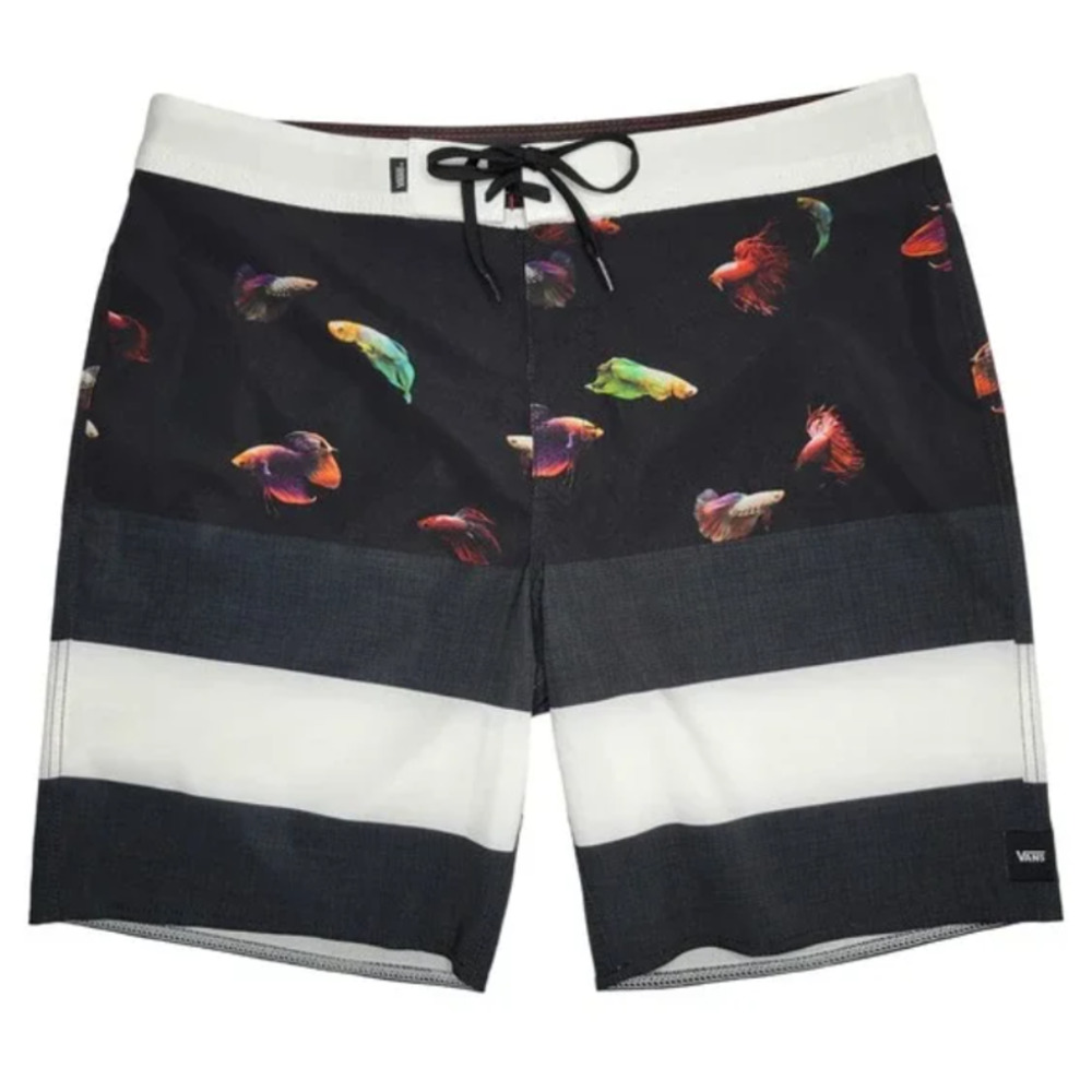 VANS Men's Board Shorts Mo Beta Fish Black White Striped Size 32